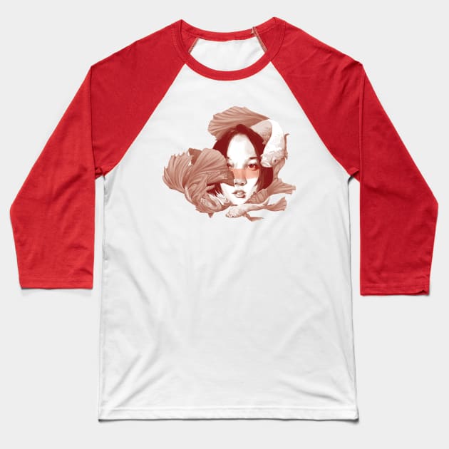 Girl and Beta Baseball T-Shirt by Ontav